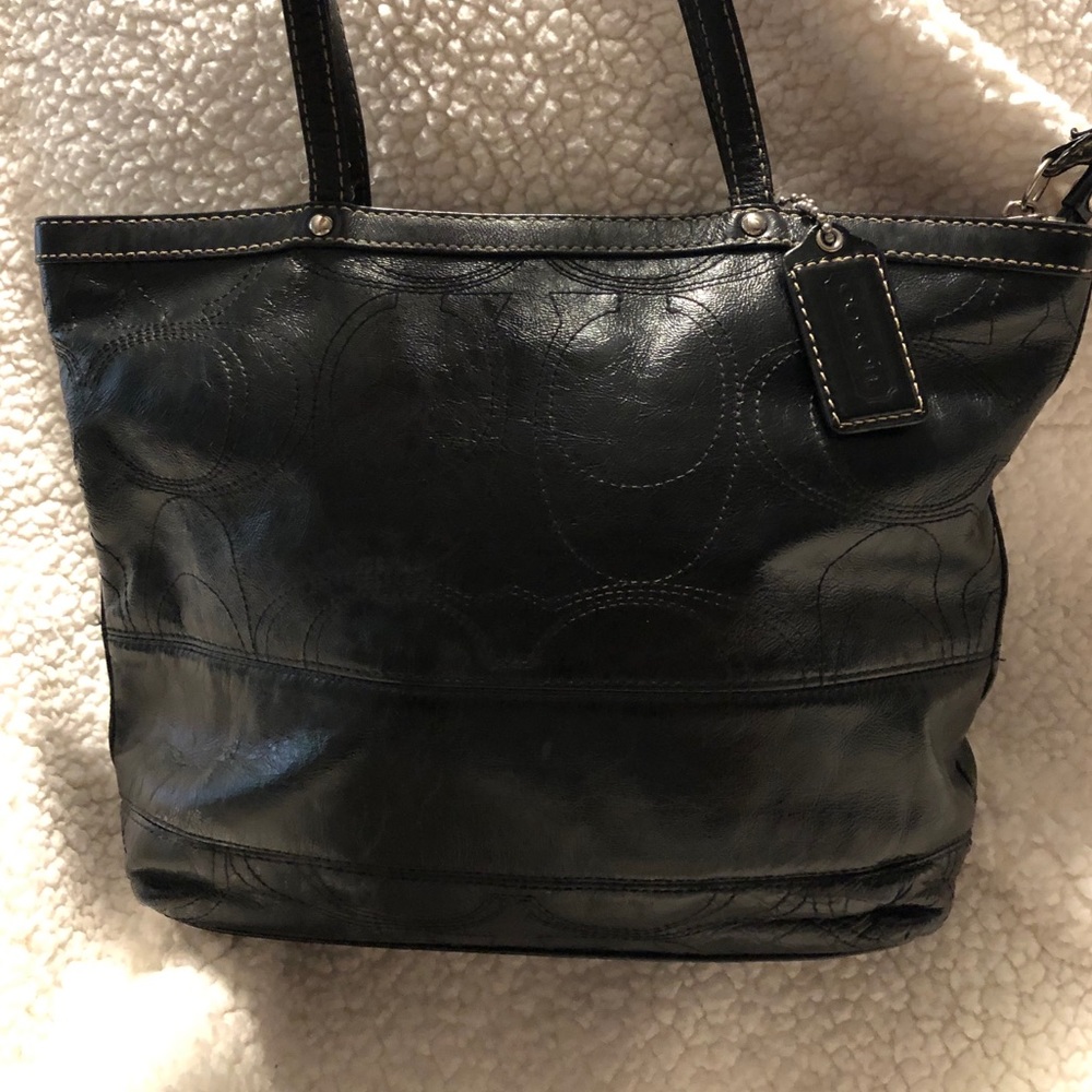 Black leather coach purse